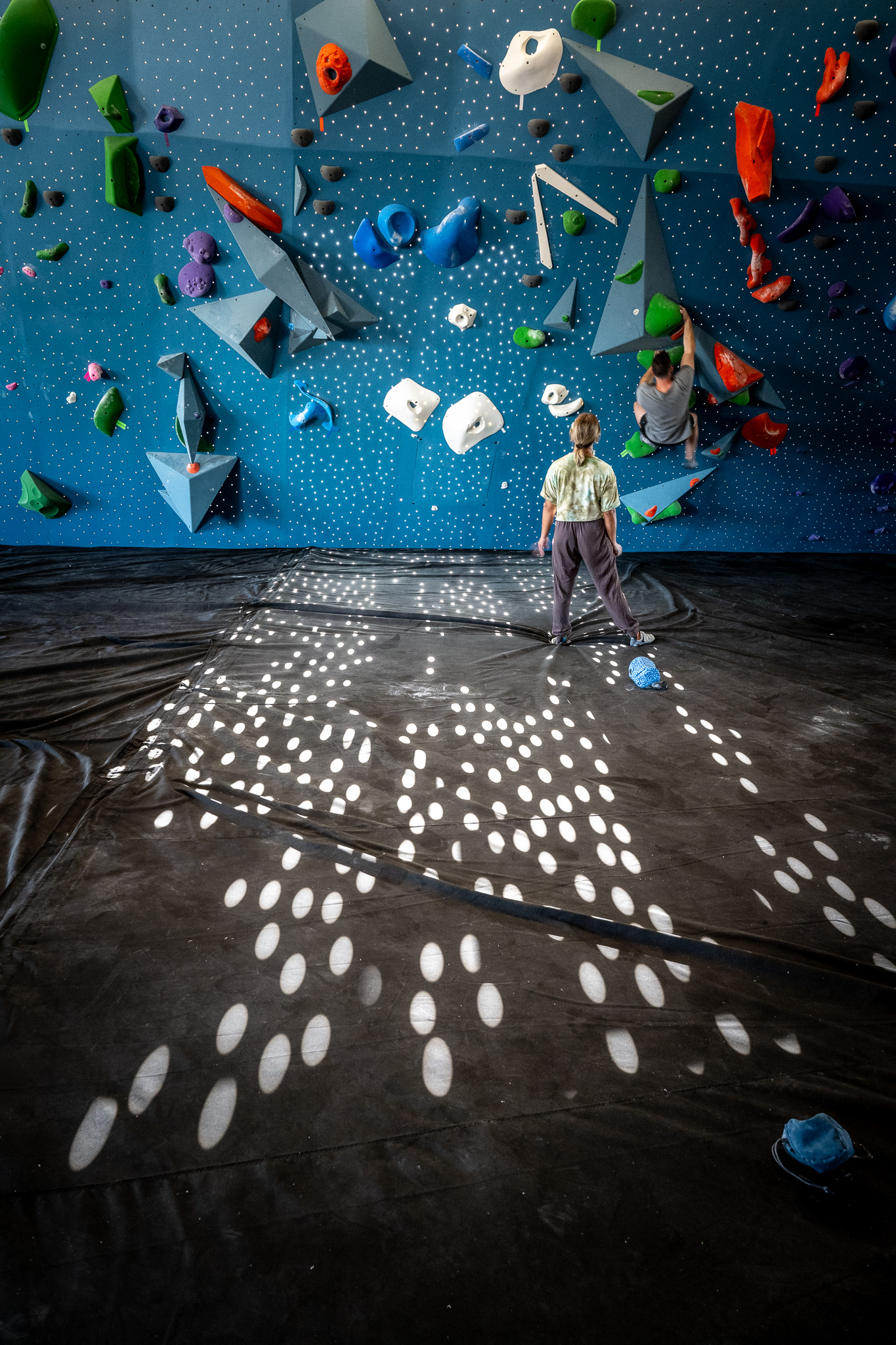 Vertical view of the Bouldering Project climbing walls