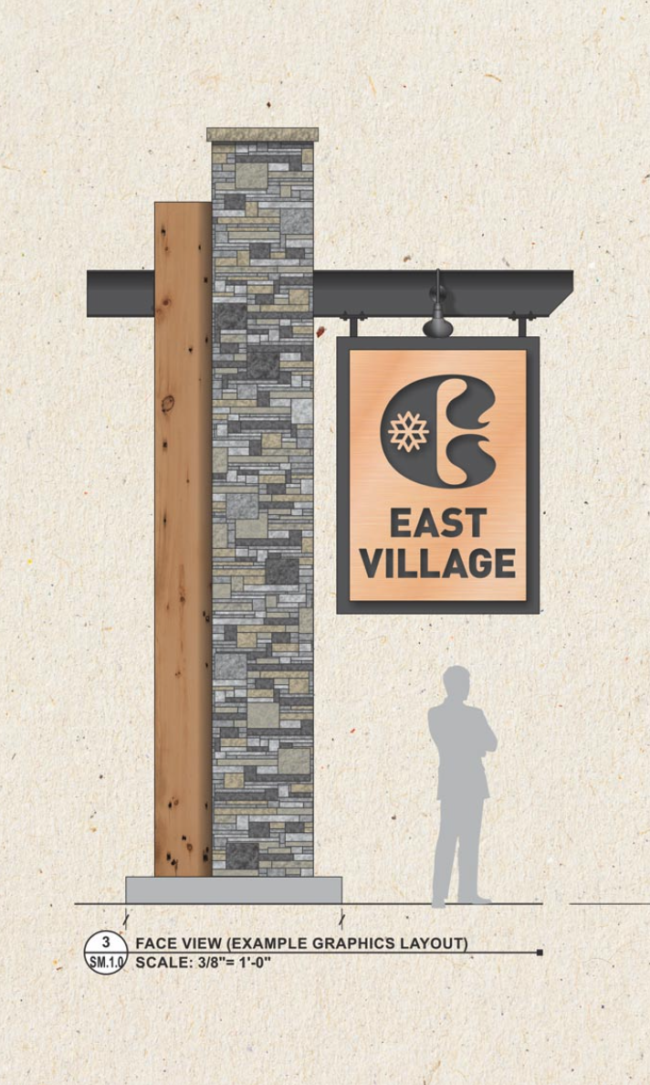 Copper Mountain East Village cantilever sign elevation