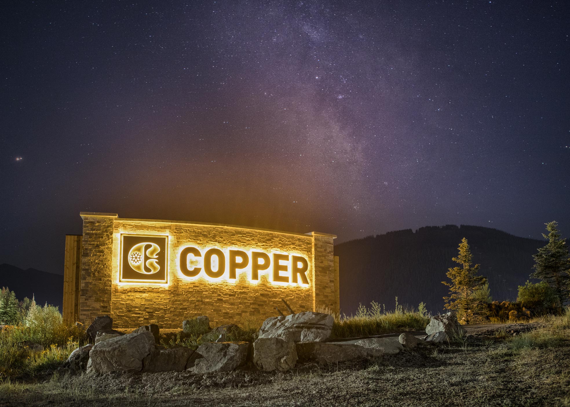 Copper Mountain entrance at night