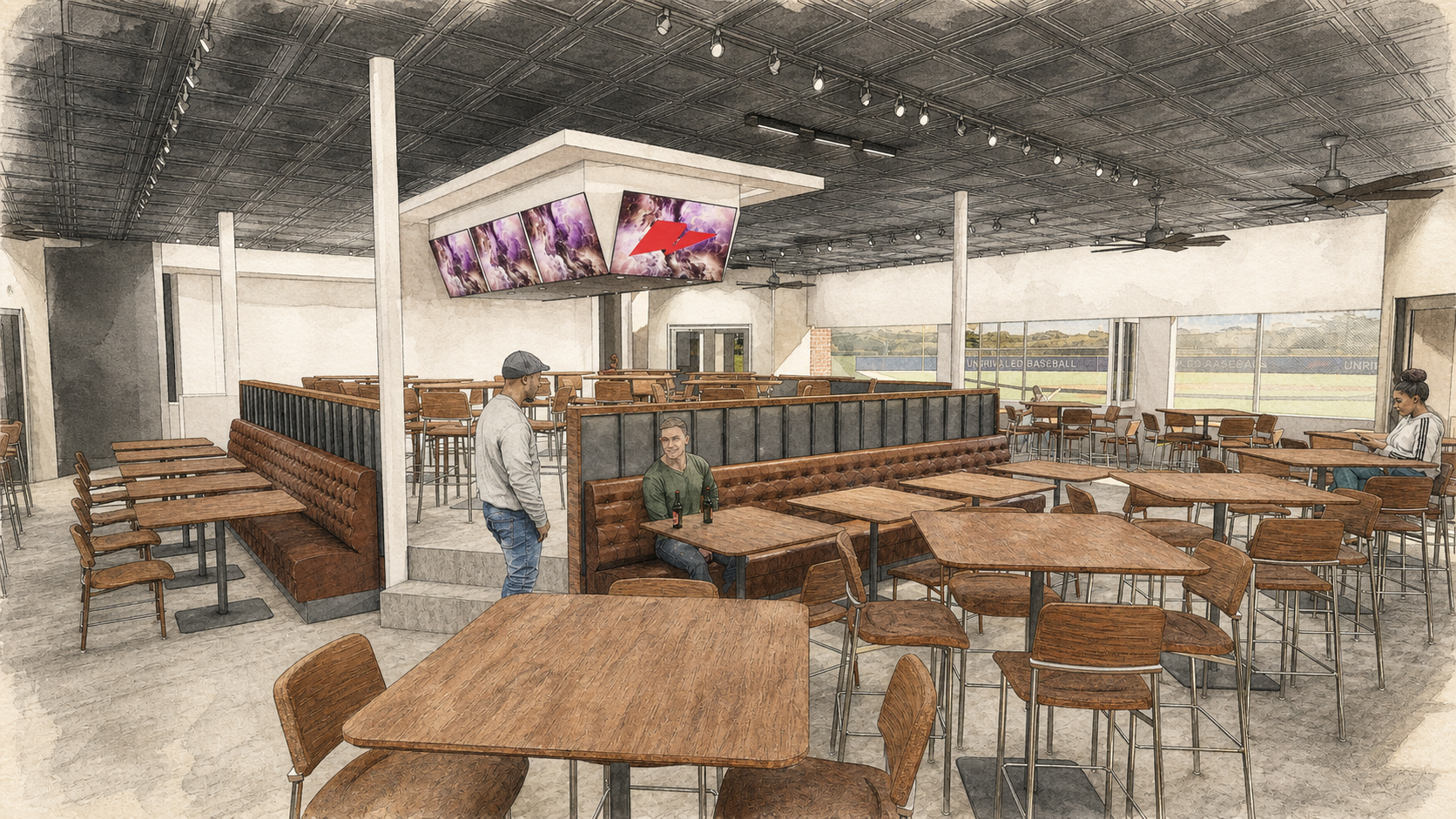 The Bullpen hospitality interior concept rendering