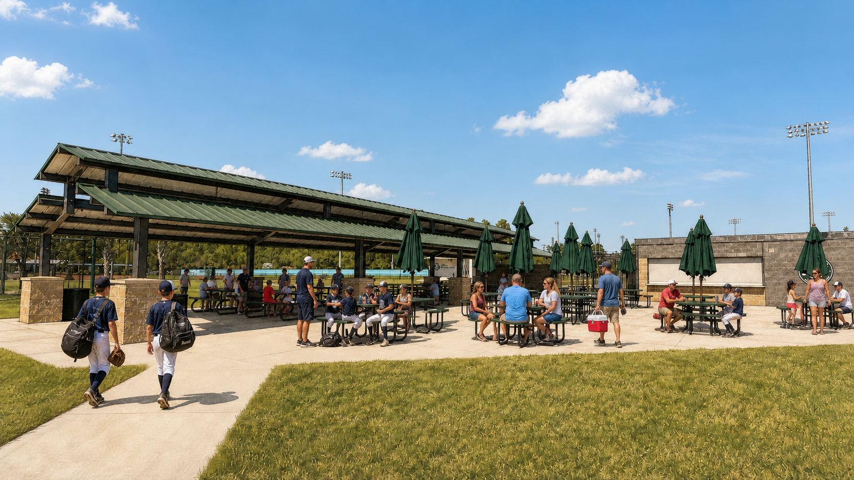 Unrivaled Sports Park clubhouse and player gathering area